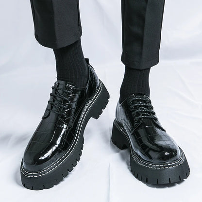 Derby Thick soled Men's Shoes Trendy British style Leisure Outdoor Fashion Party Plus Size Daily office youth leather shoes