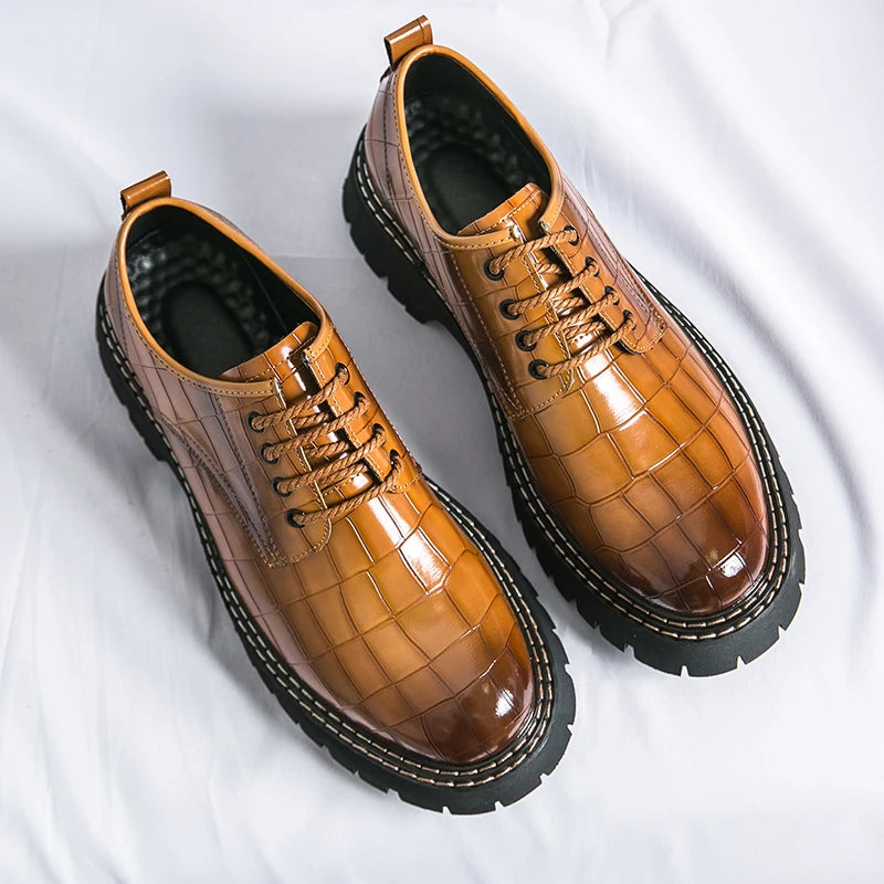 Derby Thick soled Men's Shoes Trendy British style Leisure Outdoor Fashion Party Plus Size Daily office youth leather shoes