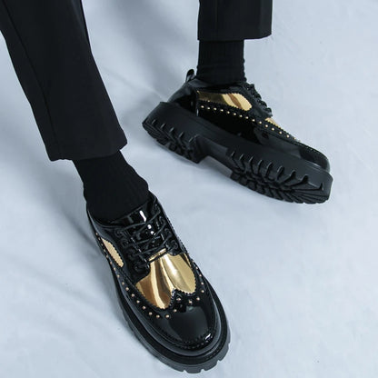 Men Casual Office Business Formal Oxford Thick Bottom Dress Shoes Men Gentleman Outdoor Patent Leather Wedding Shoes Fashion