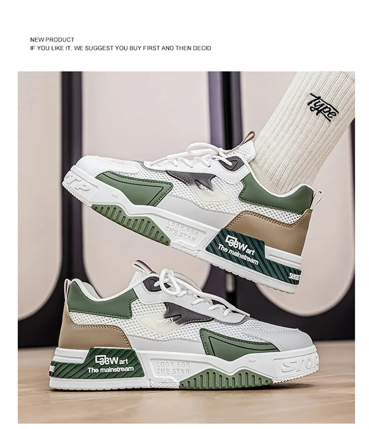Men's Casual Sports Shoes Low-Top Fashion Trend Mesh Men Skateboard Shoes New 2025 Summer Outdoor Sports Shoes Tenis Masculino