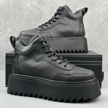 2025 New Mens Shoes High Top Male Sneakers Leather Platform Shoes Comfortable Outdoor Men Running Shoes Breathable Tenis Hombres