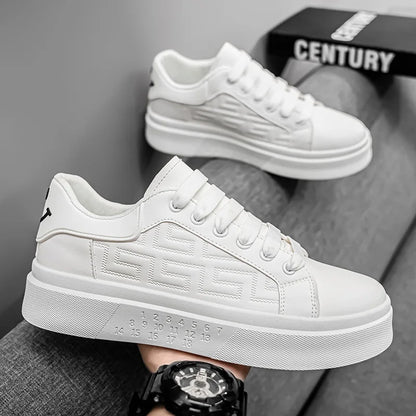 2025 Men's Breathable White Sneakers - Thick-Soled Casual Shoes, Comfortable Walking Shoes for Spring