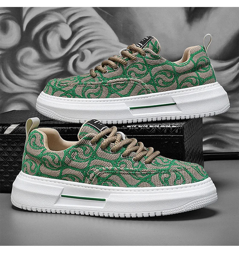 Sneakers Men New Fashion Prints Men's Platform Canvas Shoes Low Top Designer Casual Loafers Flat Vulcanized Shoes Men Footwear
