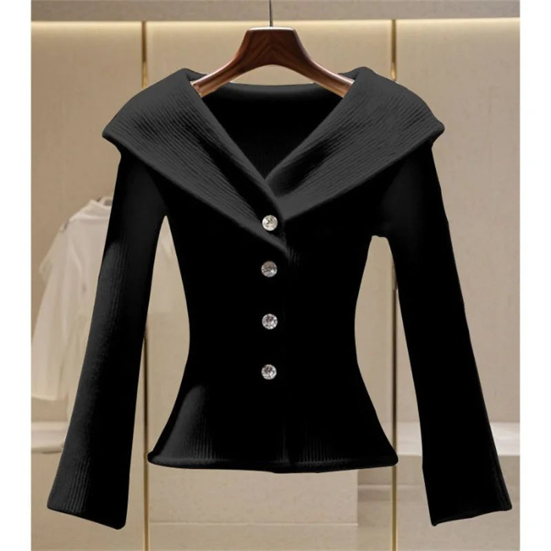 Cardigan Sweaters Jacket Women Fashion Autumn New V-Neck Elegant High Quality Casual Coat Female Short Slim Knitted Ladies Tops