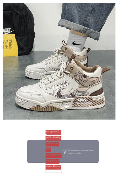 High-Top Men Casual Shoes Fashion Non-Slip Men Sneakers Breathable Lace Up Walking Shoes Male Flat Tenis Shoes Zapatillas Hombre