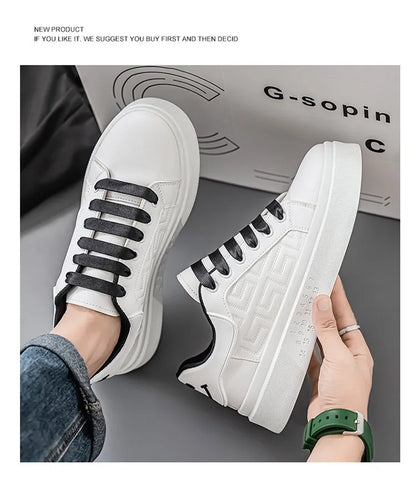 2025 Spring Autumn New Men's Shoes Breathable Comfortable White Shoes Men's Platform Sneakers Lace-up Casual Sports Shoes