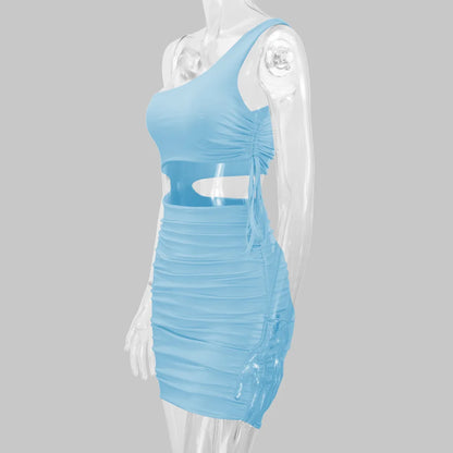 2025 Women's Clothing, Sexy Fashion Hollow Lace Up Pleated Night Club Party Dress Vestidos Plus Size 9XL 8XL 7XL 6XL XXXXXL
