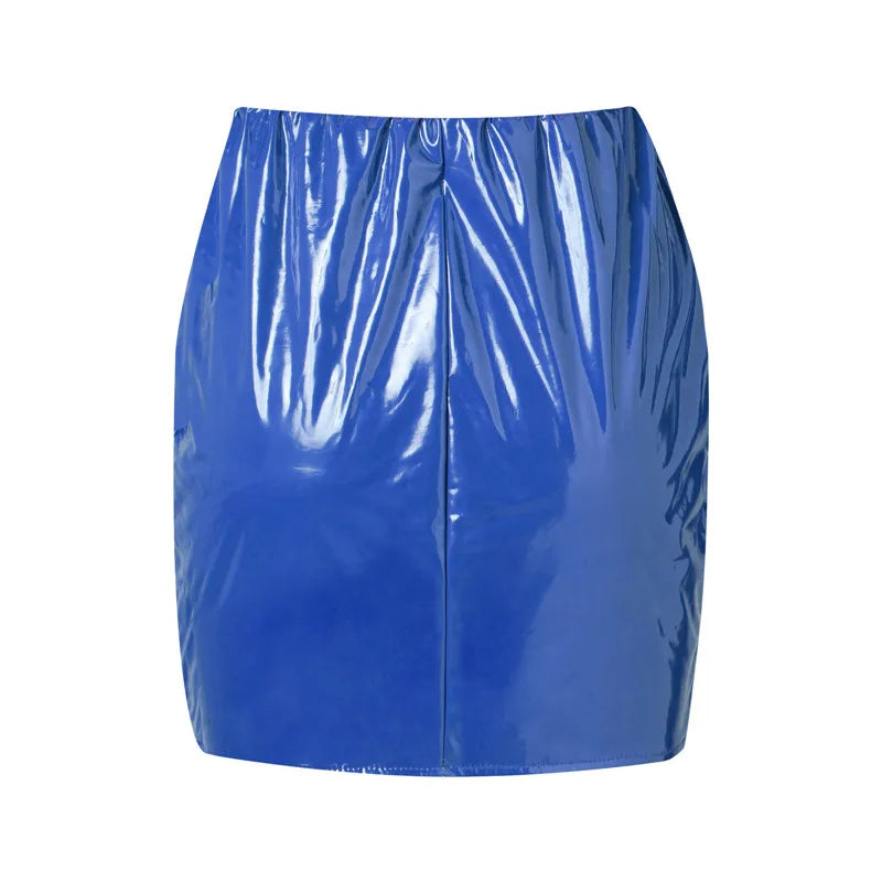 Women High Waist Pu Leather Skirts Solid Black Red Orange Sexy Pencil Mini Skirts