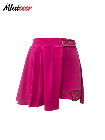 Mlaiscsr Gothic Style Pleated Punk Irregular Ring Shorts Skirt High Waist A-Line Harajuku Mini Pants Sexy Party Night Clubwear