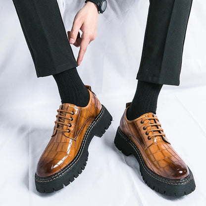 Fashion Thick Bottom Man Oxford Footwear Lace-Up Outdoor Male Shoes Fashion Casual Shoes Artificial Leather Mens Business Shoes