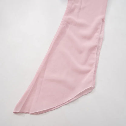 Sexy Deep V-Neck Nightgown Trendy Pink Backless Flare sleeve Sheer Mini Dress Women's Sensual Clothing Sleepwear Loungewear Pjs