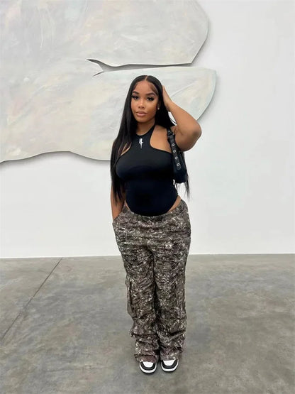 Summer Outfits y2k Clothes Streetwear Print Pants For Women Gray Casual Trousers Baggy High Waist Wide Leg Pants Trousers