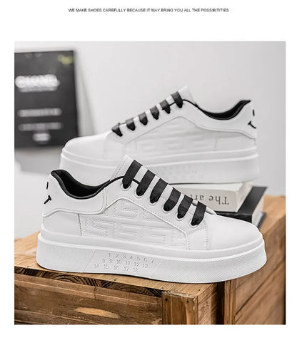 2025 Men's Breathable White Sneakers - Thick-Soled Casual Shoes, Comfortable Walking Shoes for Spring