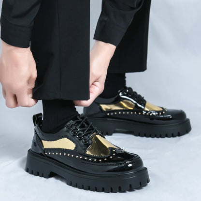 Men Casual Office Business Formal Oxford Thick Bottom Dress Shoes Men Gentleman Outdoor Patent Leather Wedding Shoes Fashion