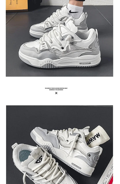 Men's Vulcanized Shoes Trendy Personalized Teenagers Casual Shoes Round Toe Lace-Up Plus Size Platform Shoes Men Shose For Sale