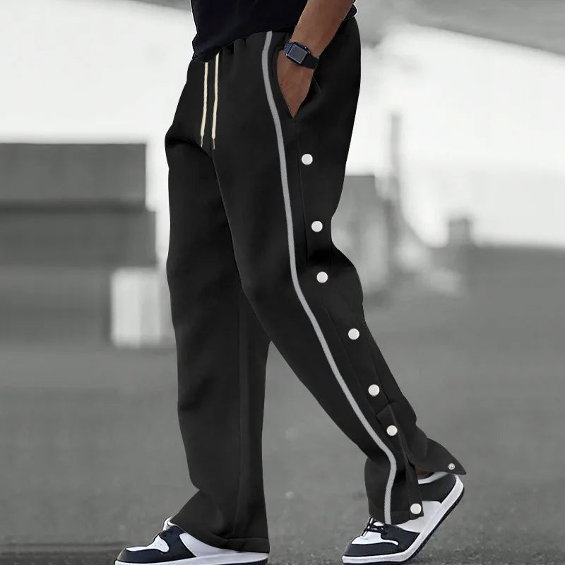 2024 Casual Sports Breasted Pants Men's Autumn New Button Loose Straight Drawstring Oversized Sweatpants Trousers Free shipping
