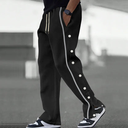 2024 Casual Sports Breasted Pants Men's Autumn New Button Loose Straight Drawstring Oversized Sweatpants Trousers Free shipping