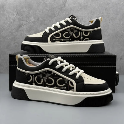 Luxury Designer Britain Men's Lace Up Color-blocked Thick Bottom Causal Board Shoes Flats Moccasins Male Walking Sneakers