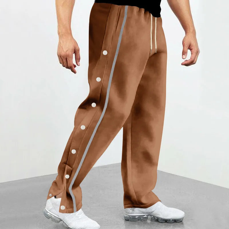 2024 Casual Sports Breasted Pants Men's Autumn New Button Loose Straight Drawstring Oversized Sweatpants Trousers Free shipping