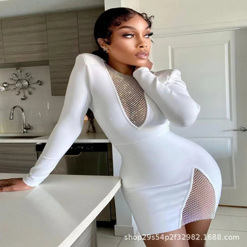 2025 New Arrival Diamond-encrusted See-through Dress Nightclub Tight-fitting Sexy Formal Dress