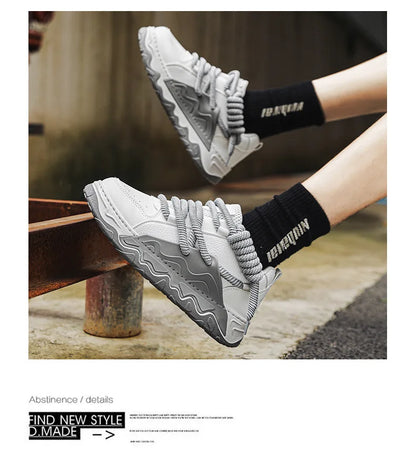 Men Casual Sneaker New Plush Lining White Sports Shoes Anti Slip Comfort Male Students Running Thick Soled Lace Up Shoes