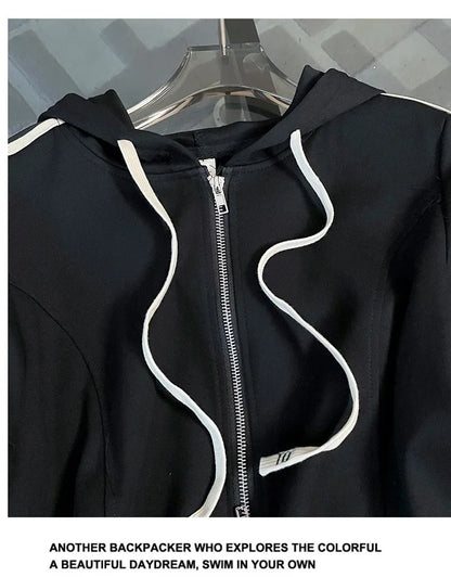 Korean Style Women's Sportswear Summer 2024 Trendy Age-Reducing Slimming Elegant Short Sleeves Hooded Top 2-Piece Set