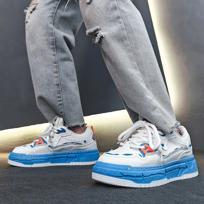 2023 Autumn New Niche Trendy Flat Board Shoes Korean Style Versatile Teenage Thick Bottomed Casual Sport Men's Shoes