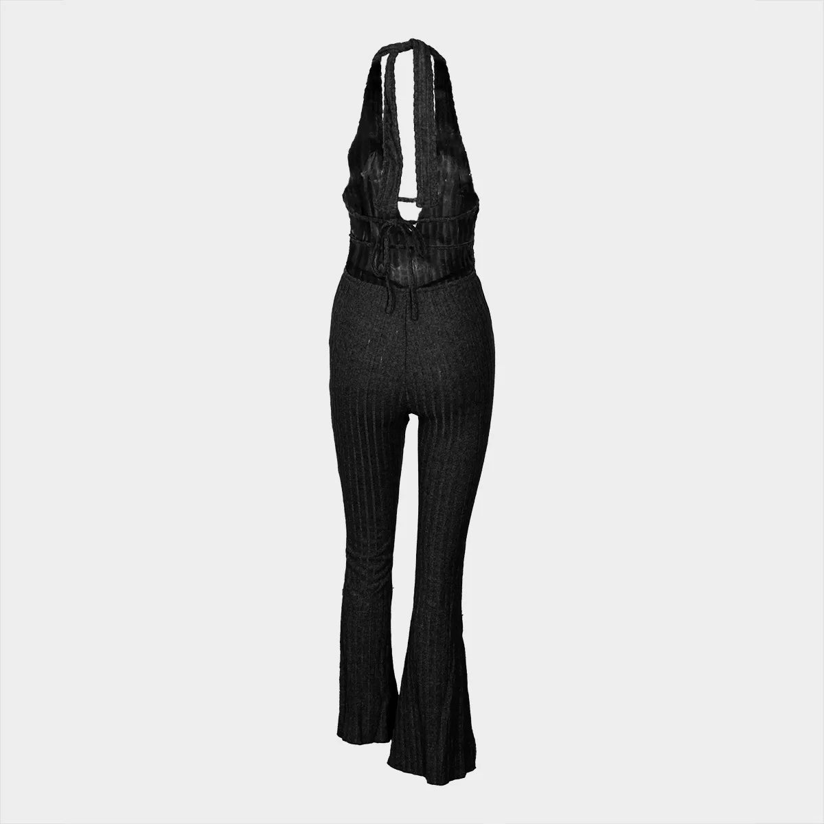Weird Puss Backless Jumpsuit Women Low-Neck Sleeveless Skinny Stretch Halter Fitness Knit Clubwear Sexy Summer Trend Soft Outfit