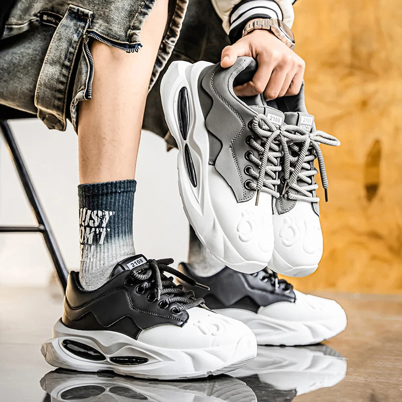 Thick Sole Men Chunky Sneakers Outdoor Wear-resistant Male Trends 2025 New Mens Casual Shoes Fashion Comfort Anti Slip Vulcanize