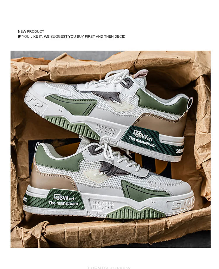 Men's Casual Sports Shoes Low-Top Fashion Trend Mesh Men Skateboard Shoes New 2025 Summer Outdoor Sports Shoes Tenis Masculino