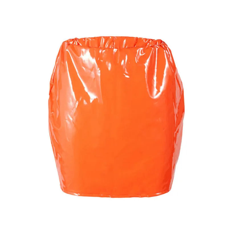 Women High Waist Pu Leather Skirts Solid Black Red Orange Sexy Pencil Mini Skirts