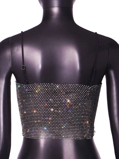 Sexy Fiing Net Bright Diamond Tube Top Strap Tight Body 8 Sparkling Fla S Summer New Arrival Women's Vest Strap