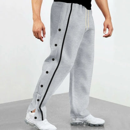 2024 Casual Sports Breasted Pants Men's Autumn New Button Loose Straight Drawstring Oversized Sweatpants Trousers Free shipping