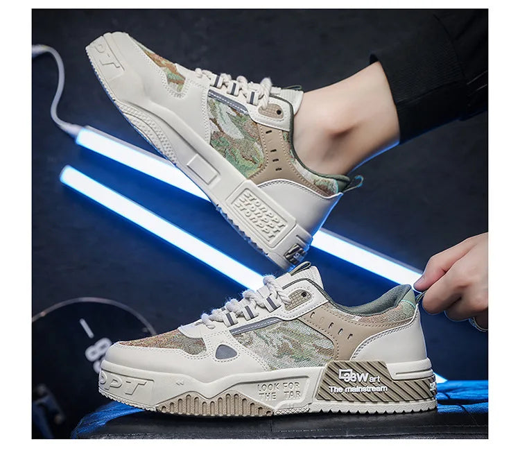 Spring and Autumn new breathable and comfortable shoes student trend versatile thick soled sports and leisure board shoes