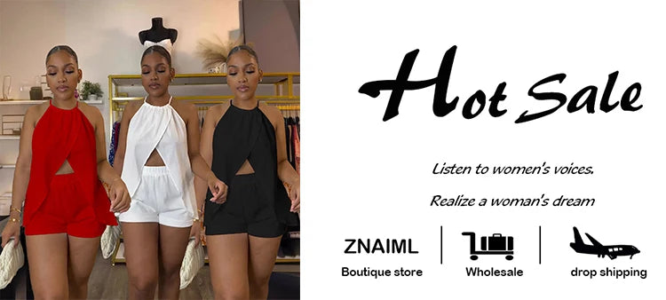Znaiml Elegant Slit Hollow White Two 2 Pieces Set for Women Halter Bandage Sleeveless Top and Shorts Outfits 2pcs Beach Clubwear