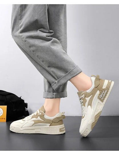 Men's Sneakers Men's Comfortable Platform Shoes 2024 Trend Lace-up Vulcanized Shoes White Casual Sneakers Zapatillas