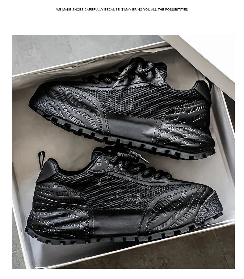 New 2025 Spring Large-mesh, High-quality Lace-up Mesh, High-quality Breathable and Fashionable Thick-soled Casual Shoes