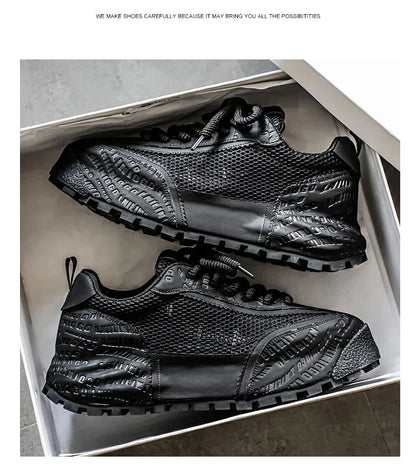 New 2025 Spring Large-mesh, High-quality Lace-up Mesh, High-quality Breathable and Fashionable Thick-soled Casual Shoes