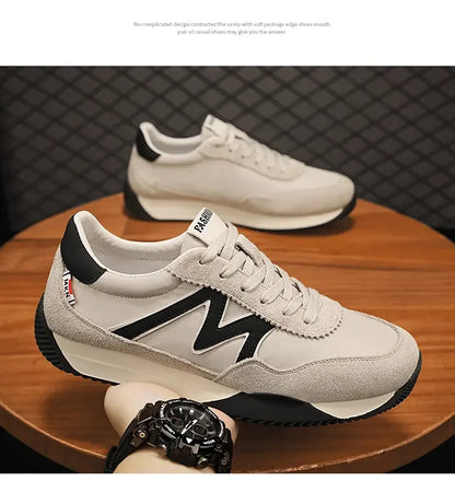 Sneakers Casual Mens Designer Retro Running Shoes Fashion Microfiber Leather Fabric Breathable Increased Internal Platform Shoes