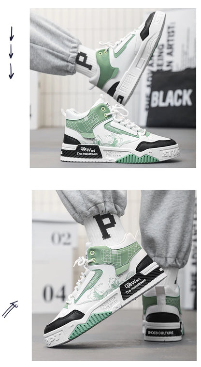 High-Top Men Casual Shoes Fashion Non-Slip Men Sneakers Breathable Lace Up Walking Shoes Male Flat Tenis Shoes Zapatillas Hombre