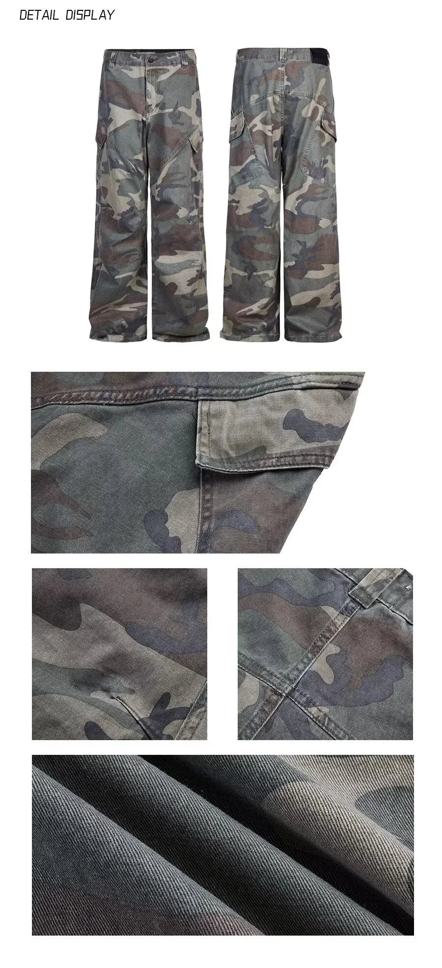 2024 Cyber Y2K Streetwear Washed Camouflage Pleated Baggy Jeans Cargo Pants For Women Clothes Underwear Lady Casual Trousers