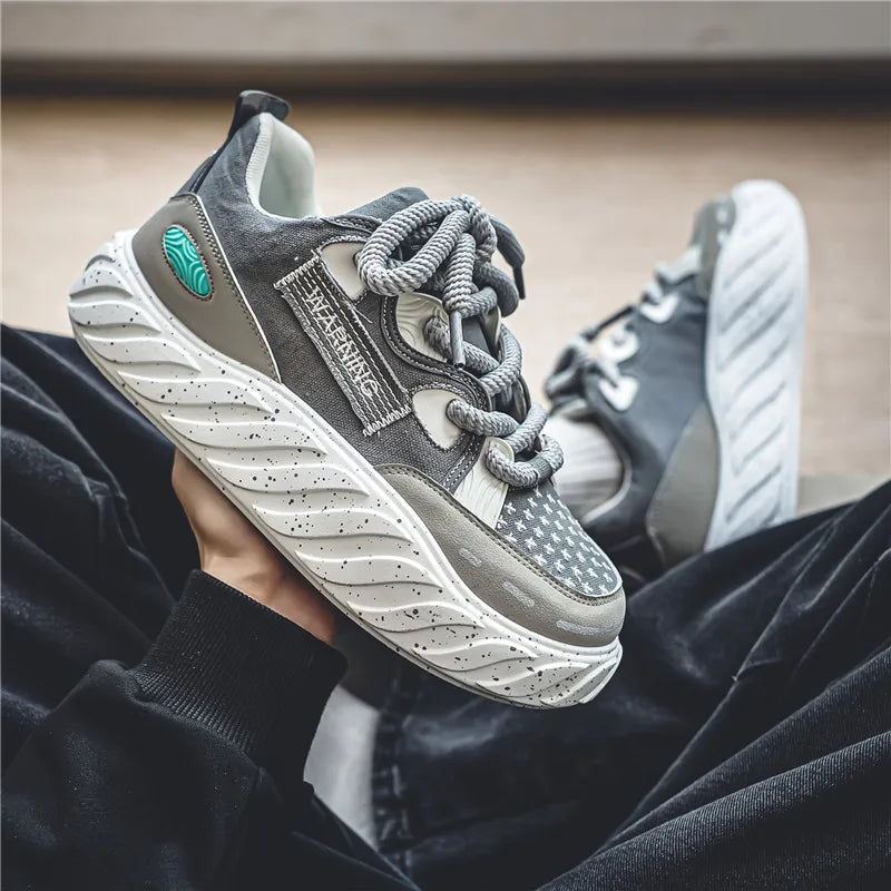 Chunky Men Canvas Sneakers Tennis Man Trend 2023 Casual Skateboarder Shoes Black Man Autumn Comfort Anti Slip Mens Footwear Rest