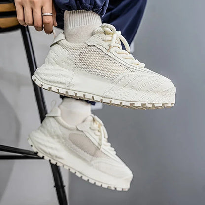 New 2025 Spring Large-mesh, High-quality Lace-up Mesh, High-quality Breathable and Fashionable Thick-soled Casual Shoes