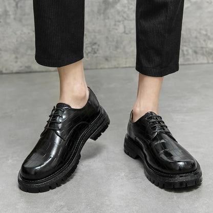 2024 Men's Thick soled Oxford Shoes Fashion Versatile Breathable Office Classic Business Luxury Designer Formal Crocodile Shoes