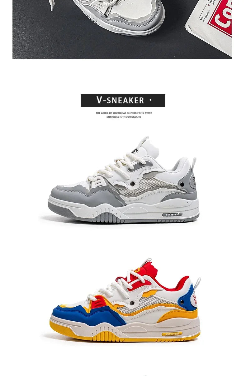 Men's Vulcanized Shoes Trendy Personalized Teenagers Casual Shoes Round Toe Lace-Up Plus Size Platform Shoes Men Shose For Sale