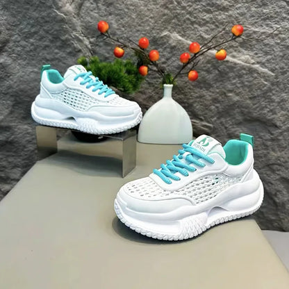 Chunky Sneaker Men Designer Hollow Sole Sport Shoes Fashion Casual Leather Fabric Breathable Height Increased Platform Gym Shoes