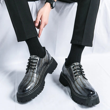 Derby Thick soled Men's Shoes Trendy British style Leisure Outdoor Fashion Party Plus Size Daily office youth leather shoes