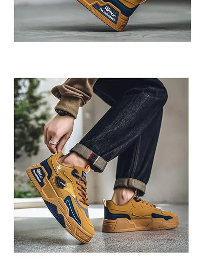 New Men's Leather Low-Top Fashion  Easiest for Match Running Shoes Men's Skateboard Shoes Suitable for Outdoor Sports
