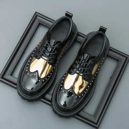 Men Casual Office Business Formal Oxford Thick Bottom Dress Shoes Men Gentleman Outdoor Patent Leather Wedding Shoes Fashion