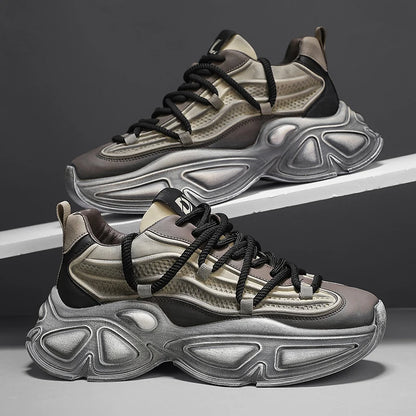 Chunky Sneaker Men Designer Sport Shoes Fashion Casual Microfiber Leather Fabric Breathable Height Increased Flat Platform Shoes